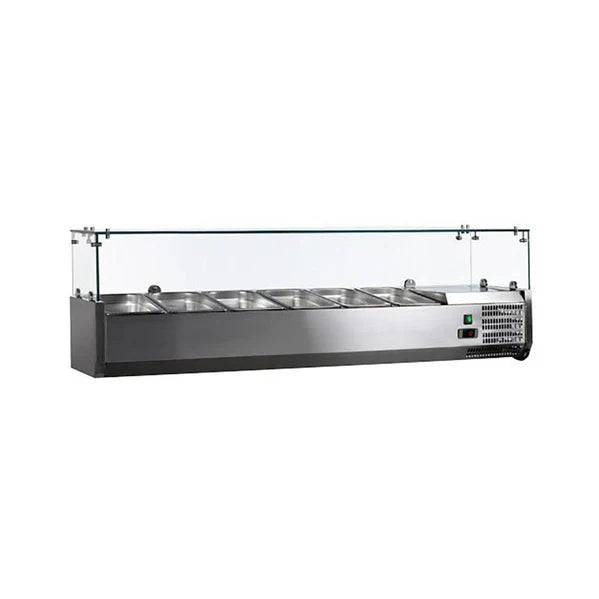 59" Refrigerated Topping Rail 6-Pan Capacity with Sneeze Guard - 41937