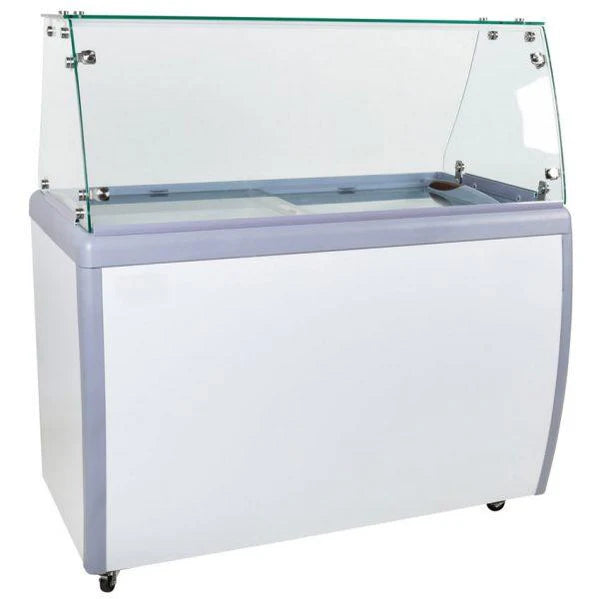 50" Ice Cream Dipping Freezer with Flat Sneeze Guard - 44588