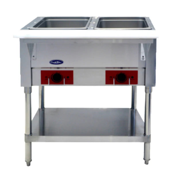 Atosa CSTEA-2C Open Well Electric Steam Table with 2-Pan, Undershelf and Cutting Board - 120 V