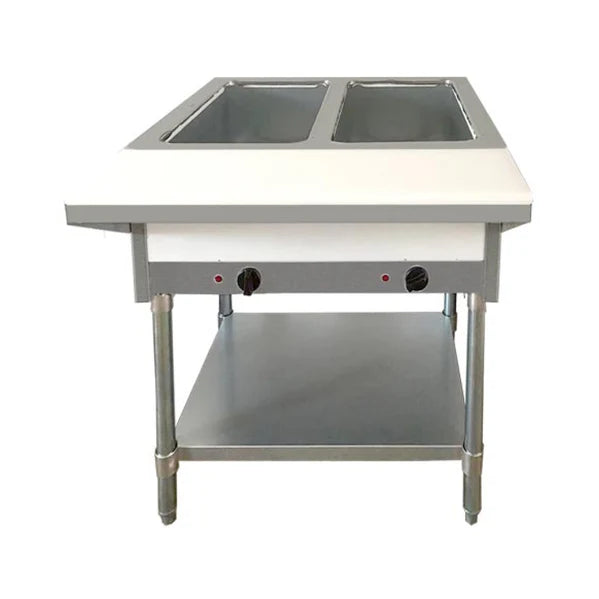 30" Electric Open Well Steam Table with 2-Pan Tray, Cutting Board and Adjustable Undershelf - 240V