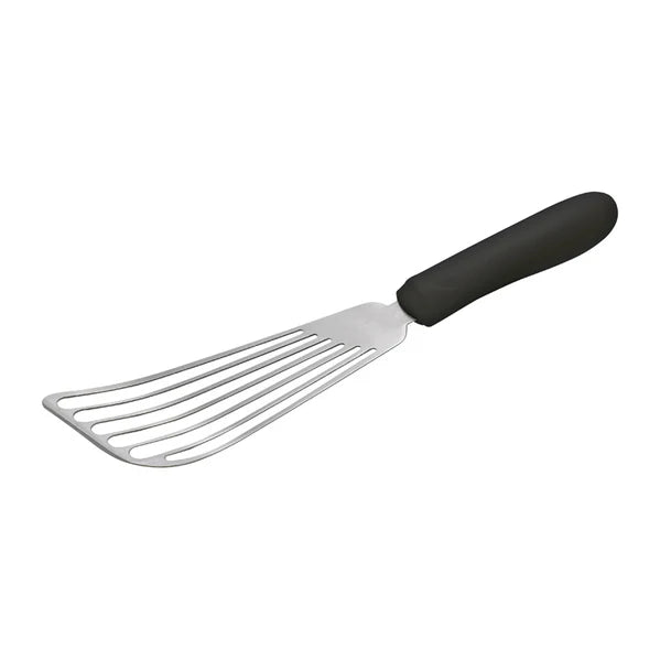 TKP-60 Stainless Steel Slotted Fish Spatula with Black Polypropylene Handle