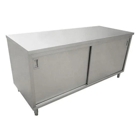 24” x 48” Stainless Steel Work Table with Cabinet and Sliding Doors - 44186