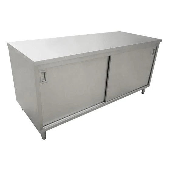 30” x 48” Stainless Steel Work Table with Cabinet and Sliding Doors - 44192