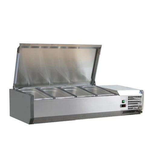 47" Refrigerated Topping Rail with Stainless Steel Cover, 4-Pan Capacity  Nella