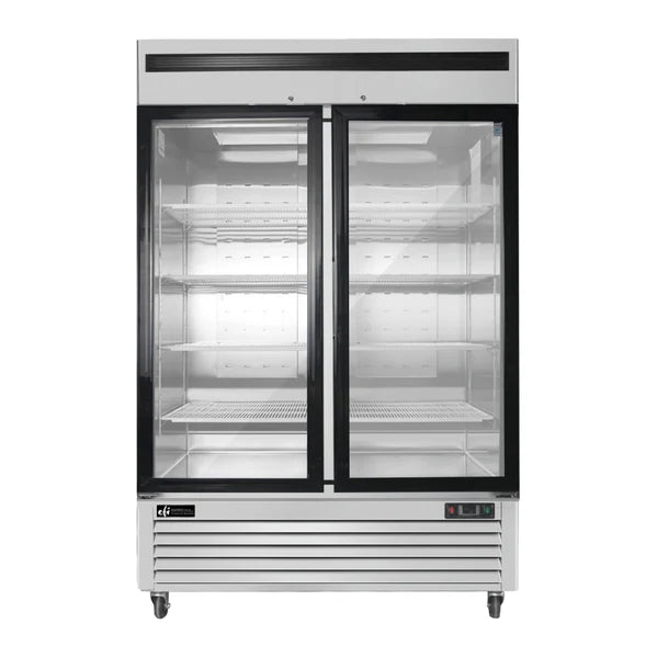 54" Bottom-Mount Glass 2-Door Merchandising Freezer - 44.8 Cu. Ft.
