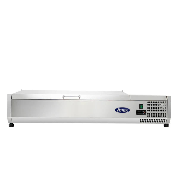 MSCT-48-10 Stainless Steel Refrigerated Countertop Topping Rail Prep Station - 1.5 Cu.Ft.