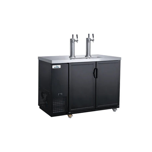 49" Two Solid Black Door Beer Dispenser with 4 Taps