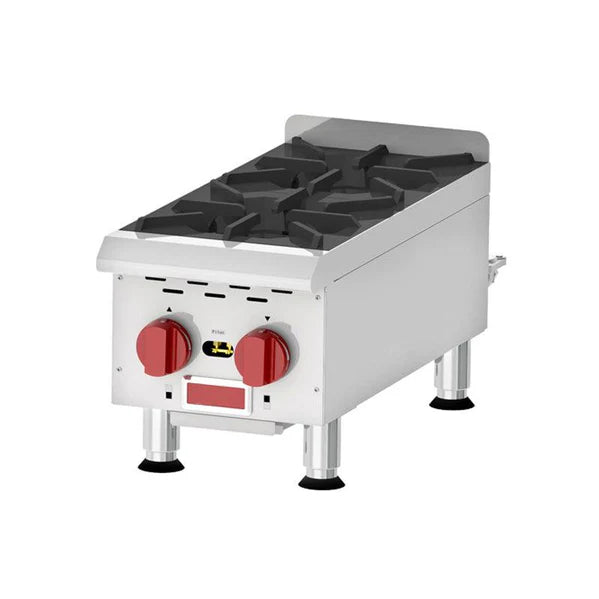 12" Natural Gas 2-Burner Countertop Stainless Steel Hot Plate - HP212M