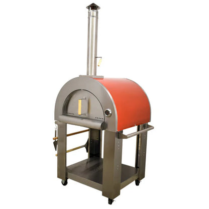 32" Stainless Steel Wood Fired Red Pizza Oven