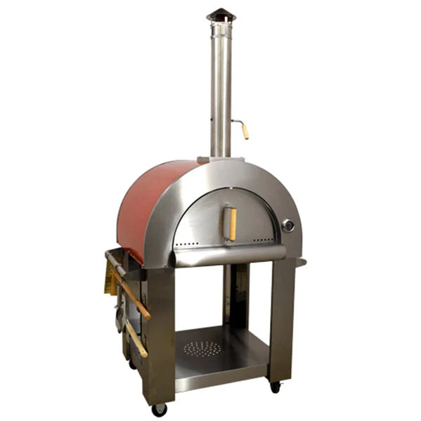 32" Stainless Steel Wood Fired Red Pizza Oven