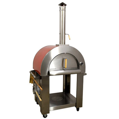 32" Stainless Steel Wood Fired Red Pizza Oven
