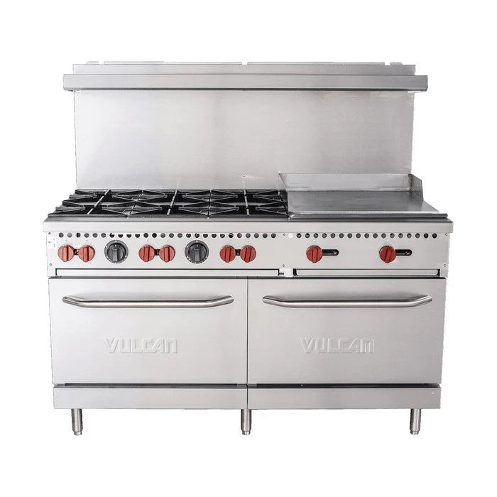 60" Liquid Propane 6-Burner Range With 24" Griddle and 2 Standard Ovens - 258,000 BTU